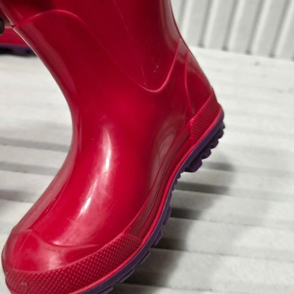 Kids Pink Rubber Rain Boots Purple Lug Sole Waterproof Size 5-6 Made‎ in Canada